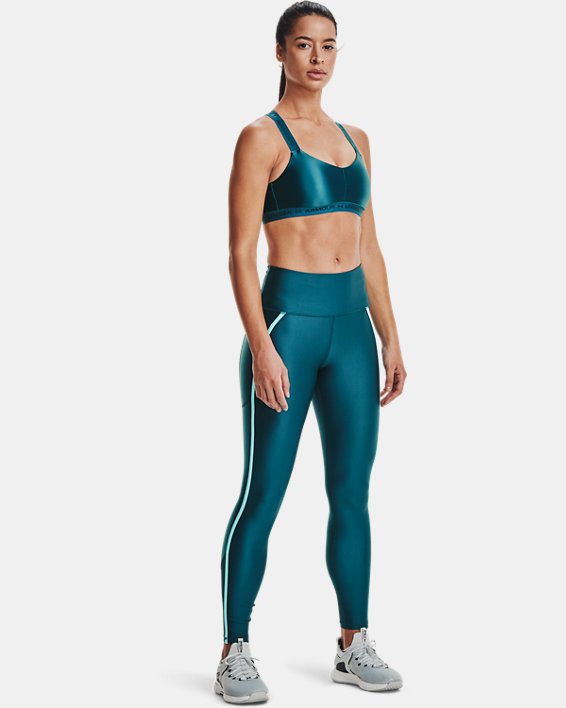 Women's HeatGear® No-Slip Waistband Shine Mesh Full-Length Leggings, Blue, pdpMainDesktop image number 2